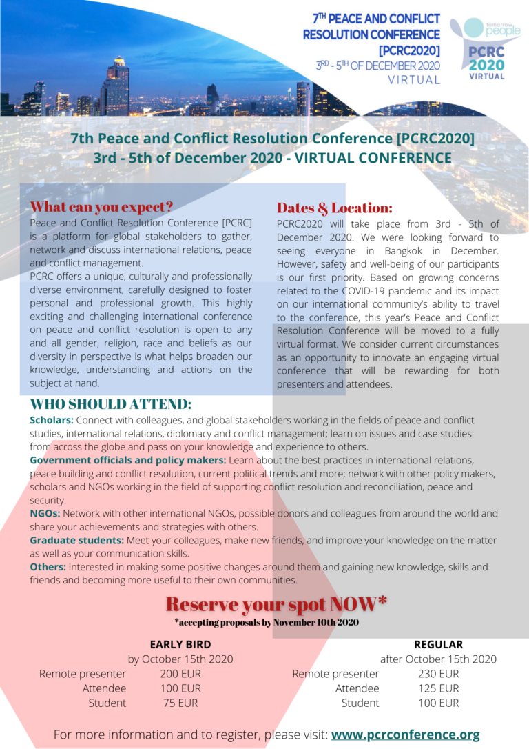 7th Peace and Conflict Resolution Conference [PCRC2020]