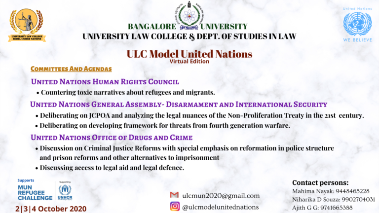 University Law College Model United Nations 2020 (Virtual Edition)