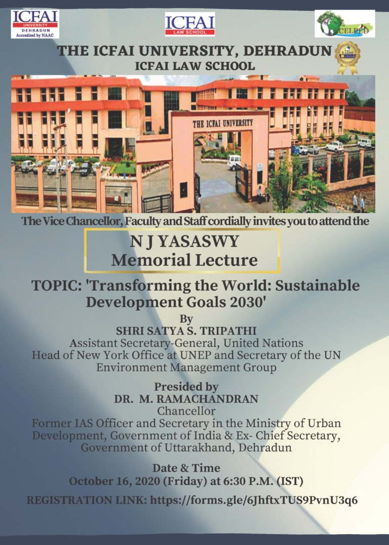 NJ YASASWY MEMORIAL LECTURE BY THE ICFAI UNIVERSITY, DEHRADUN