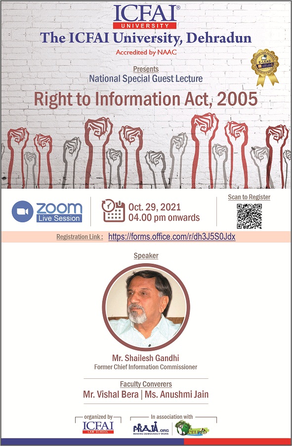 National Special Guest Lecture on “Right to Information Act, 2005”