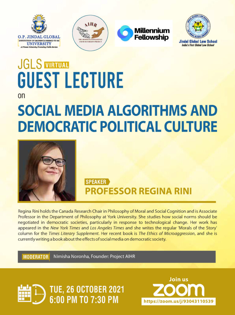 ‘Social Media Algorithms and Democratic Political Culture’ by Professor Regina Rini