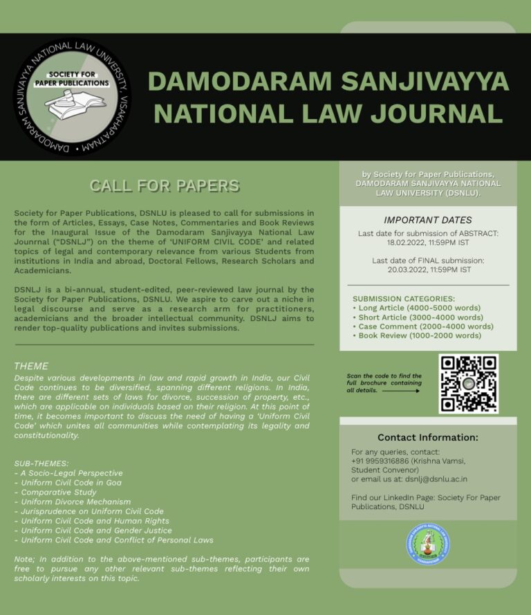 DAMODARAM SANJIVAYYA NATIONAL LAW JOURNAL [DSNLJ]