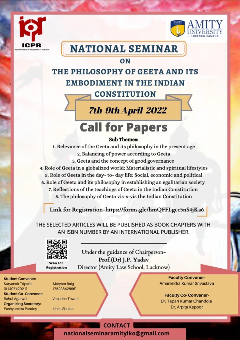The Philosophy of Geeta and its Embodiment in the Indian Constitution