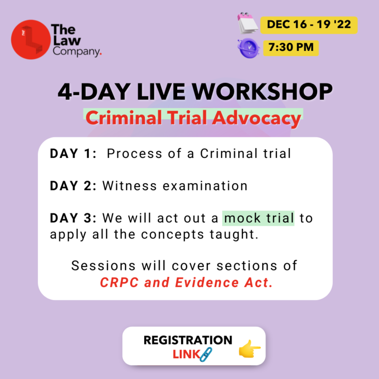 4 Day Workshop on Criminal Trial | by The Law Company (TLC) | 16-19 December [Register before 14 December]