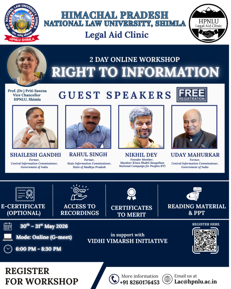 2 Day Online Workshop on “Right to Information”
